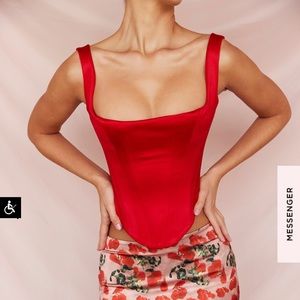 House of CB Rafa Scarlet Satin Longline Corset - Size M